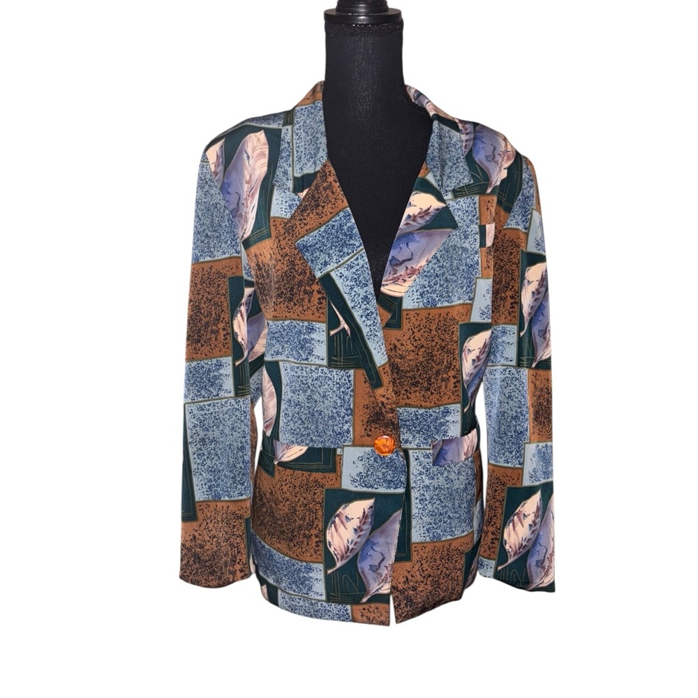Vintage Antonio Colorful Abstract Blazer with Button Detail Size XL